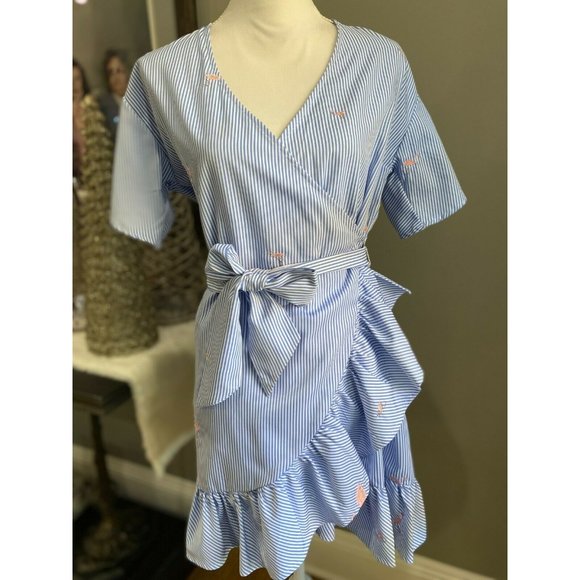 Romeo & Juliet Couture Flamingo Wrap Dress Small - Picture 4 of 11